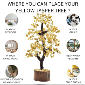 Pierre semi-précieuse naturelle jaspe jaune arbre de pierres précieuses 300 puces arbre de cristal Feng Shui Figurine pour la décoration de la maison - Product Image 5