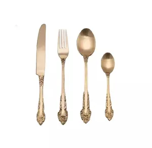 Brass Hand Embossed Metal Cutlery Supplier Wholesale Price High Quality Finishing Table Top Cutlery