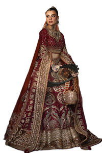Lehenga Choli rouge d'hiver, longueur au sol, de créateur, avec des embellissements de paillettes dorées et des détails en perles, pour les mariages et les soirées - Product Image 2