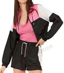 Elegante conjunto de dos piezas con material de poliéster Actividades al aire libre para mujeres Conjuntos cortavientos con logotipo personalizado - Product Image 2