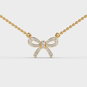 Wholesale 18K Gold Plated <b>Bow</b> Pendant Necklace for Women Luxury CZ Diamond Ribbon Necklace Custom Fine Jewelry <b>Gift</b> - Product Image 3