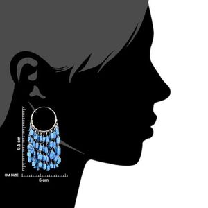 Bulk Traditional 92.5 Sterling Silver Turquoise Drop Women Girls Hoop Tribal <b>Earrings</b> on Wedding Party <b>Christmas</b> Diwali NSJ-1064 - Product Image 2