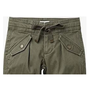 กางเกงผ้าแคนวาสผสมอีลาสเทนสำหรับเด็กผู้หญิง พิมพ์ลาย ล้างสี มีกระเป๋าแบบคาร์โก้ ชายกระโปรงซิปปิด ผูกโบว์ที่เอว ซิปปิด - Product Image 2