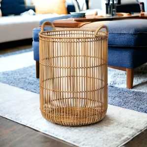 Encantadora bolsa de lavandería de bambú de ratán tejida a mano, ropa sucia, cesta de lavandería de mimbre barata, cestas de lavandería de ratán con asa - Product Image 2