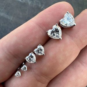 Popular Style Heart Shape Moissanite Diamond <b>Earrings</b> With Gold Plated 925 Silver <b>Fine</b> Fashion High End Luxury <b>Studs</b> For Women - Product Image 1
