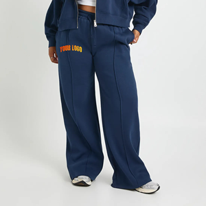 Pantalon de survêtement ample et droit pour femme, respirant, élégant, en polaire, à taille élastique, idéal pour l'hiver (OEM/ODM) - Product Image 4