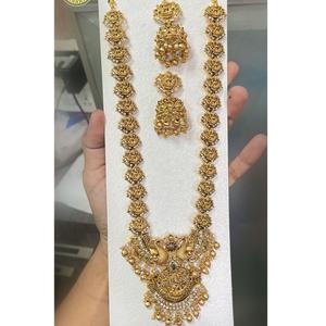 Traditional Premium Quality <b>Peacock</b> Necklace Set Heavy Gold Finish Lakshmi Design for Wedding Party Engagement Anniversary - Product Image 1
