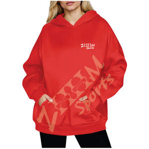 Sudaderas con capucha informales de manga larga de gran tamaño para mujer, sudaderas con forro de bolsillo; diseño liso estampado; Jersey suelto para Otoño Invierno - Product Image 1