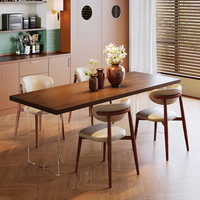 Table à manger rectangulaire en bois massif de noyer, style minimaliste moderne, avec pieds en acrylique, ensemble de salle à manger personnalisable pour la maison et le salon