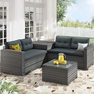 All-Weather Outdoor <b>Dining</b> & Garden Furniture Wicker <b>Patio</b> <b>Sectional</b> <b>Sofa</b> <b>Set</b> with Cushion for Hotels Homes Parks & Farmhouses - Product Image 4