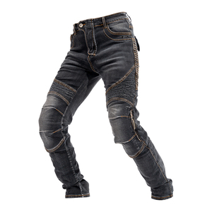 D-Ride Moto CE-aprobado de color oscuro de secado rápido transpirable mezcla de poliéster/algodón protector Biker Jeans extraíble rodilla cadera Armadura - Product Image 5
