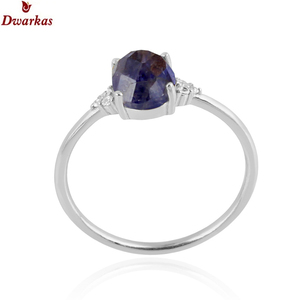 Anillos de compromiso de plata de ley 925 de alta calidad, directamente de fábrica, con iolita y circonita cúbica, para mujer, diseño elegante, caja de regalo - Product Image 1