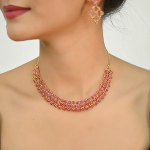 Star Cluster <b>Ruby</b> <b>Necklace</b> and Earrings 18K Gold Plated Romantic Micro Insert Jewelry Set for Women Wedding Fashion Jewelry - Product Image 1