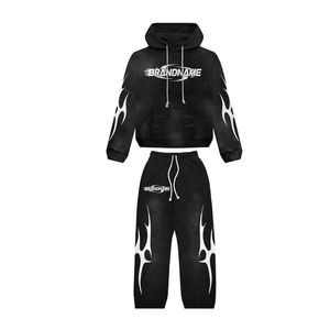 Nuevo Conjunto Deportivo Informal de Invierno para Hombre, Lavado Ácido, Ligero, Tejido, Cortavientos, Sudadera con Capucha Holgada y Pantalones Jogger - Product Image 1