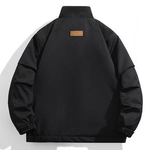 Veste coupe-vent en laine d'hiver formelle pour homme avec logo réfléchissant personnalisable, fermeture simple boutonnage, col rabattu, fourrure de lapin - Product Image 2