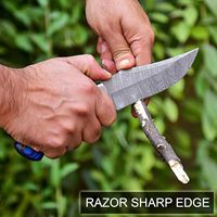 Couteau de chasse et de camping à lame fixe en acier Damas de qualité industrielle, personnalisable OEM, ultra-affûté, avec étui Dollar - Offre Spéciale