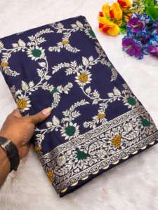 Pure Viscose Holland Silk Sari avec Collection de tissage de ménagerie lourde pour femme - Product Image 4