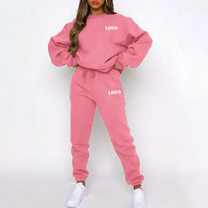 Ensemble de survêtement décontracté 2 pièces pour femme en 100 % polyester, col rond, pull et pantalon, style streetwear, vente en gros - Product Image 2