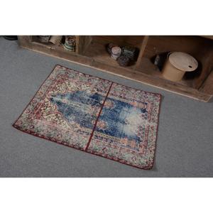 Alfombra Turca de 2.4x3.2 pies, Alfombra Azul con Estampado Animal, de Lana - Product Image 3