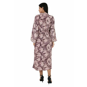 Women's Flowy Chiffon Silk Sari Kimono Cami <b>Set</b> Purple Ivory Floral One Size Daily Wear Gown - Product Image 6