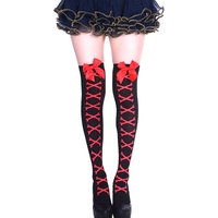 Cheap Cheap Price Halloween Cross Skeleton Bones Black Knee High Socks Cosplay Party Carnival Stockings