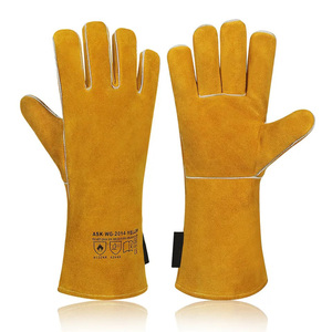 Vente chaude Isolation De Protection Anti-Coupure EPI OEM Résistance Aux Coupures Résistant Au Feu Bleu Hommes En Cuir Gants De Soudage Gants De Sécurité - Product Image 3