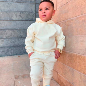 Survêtements en polaire imprimés avec logo personnalisé pour garçons ensembles de sweats à capuche d'hiver pour petits enfants avec motif solide col à capuche - Product Image 5