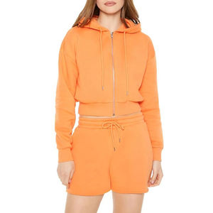 Sudaderas con capucha de punto extragrandes y cortas para mujer, personalizadas al por mayor, 100% algodón, informales, con diseño estampado, temporada de otoño - Product Image 2