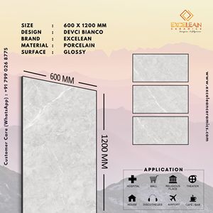 Precio de descuento de fábrica India Bianco esmaltado 60by120 Cm Porcelana Carreaux Vitrificado 60by60 Azulejos Porcelanato Piso Morbi India - Product Image 3