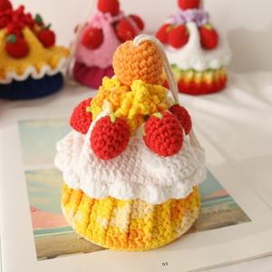 <b>Sweet</b> Lady's Stylish Cake-Shaped Strawberry <b>Bag</b> Hand-Knitted with Pure Milk Cotton Yarn Fashion Crochet Printed Accessories - Product Image 2