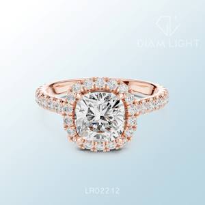 แหวนทองคำขาวคลาสสิกประดับเพชรทรงคุชชั่น เหมาะสำหรับใส่ในงานหมั้น งานแต่งงาน หรืองานเฉลิมฉลองพิเศษ - Product Image 3