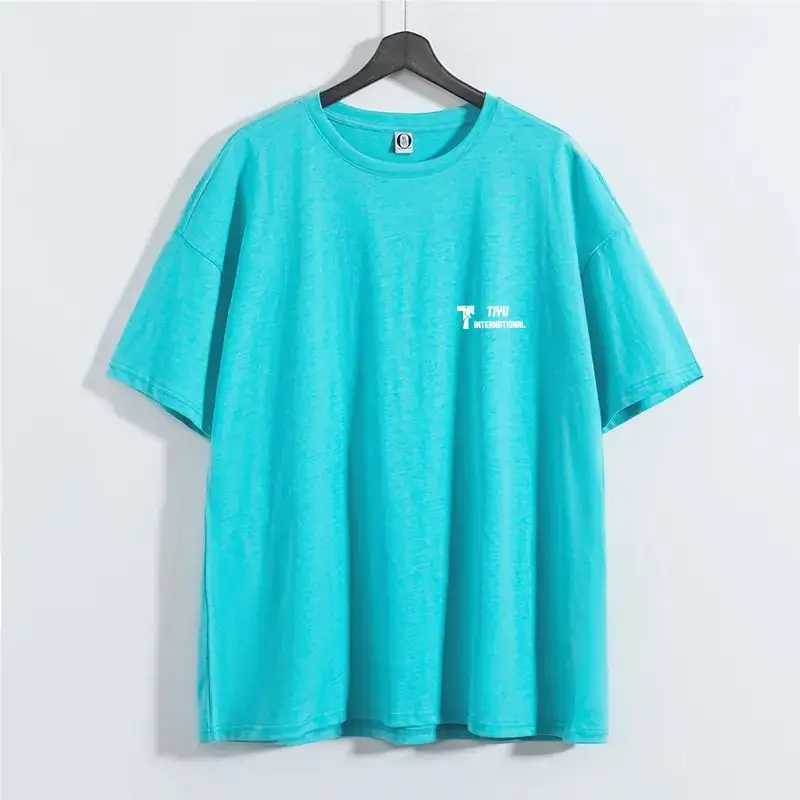 Fallschultern Kurzarm-Grafik-T-Shirt Sommer-T-Sets Kollektion kundenspezifische farbige Kleidung T-Shirts neuer Stil in Kleidungsstücken