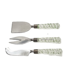 Juego de queso con acabado antiguo decorativo real al por mayor, utensilios para pasteles para el hogar, cocina, mayorista, mango de madera y mármol - Product Image 1