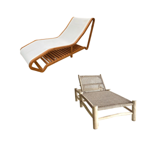 Produit chaud tissu imperméable ou rotin avec cadre en bois moderne pour hôtel mobilier d'extérieur lit de bronzage chaise longue chaise de soleil - Product Image 3