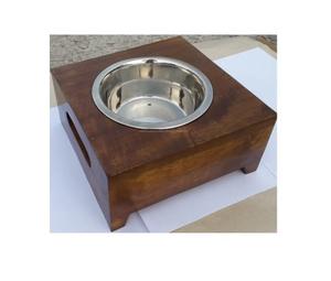 Bol pour animaux de compagnie de dernière conception écologique disponible bol pour chien à cadre en bois et métal en acier inoxydable avec forme arrondie dans diverses capacités - Product Image 1