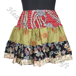 Mini jupe de travail en coton avec patch attrayant de 20 pouces Mini jupe sexy en coton avec patch multicolore élégant Boho pour l'été - Product Image 3