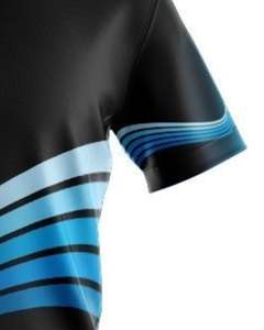 Polo personnalisé pour homme, noir et bleu, manches courtes, design rayé, polyester et coton piqué, décontracté, sport, golf - Product Image 5