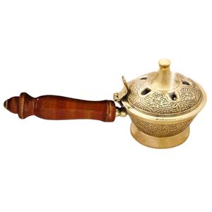 Quemador de Incienso de Latón Puro de Alta Calidad con Grabado y Acabado Pulido, Quemador de Lobán Tradicional de Latón Vintage para Decoración del Hogar - Product Image 1
