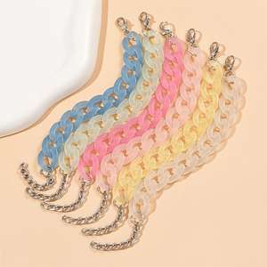 Pulsera de eslabones mate grande con cadena de declaración fluorescente para mujer, brazalete de cadena de eslabones de resina acrílica de Color neón grueso - Product Image 1