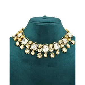 Juego de Collar Choker Kundan Polki Chapado en Oro de 24K, Estilo Vintage, Joyería Fina para Novia o Regalo de Boda - Product Image 2