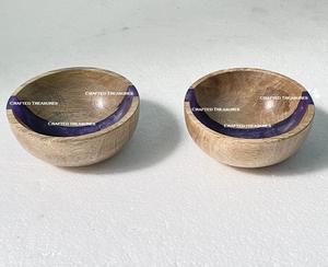 Cuenco de madera y resina para servidores de alimentos, cuenco para mezclar hecho a mano, vajilla elegante para suministros de comedor y hotel - Product Image 3