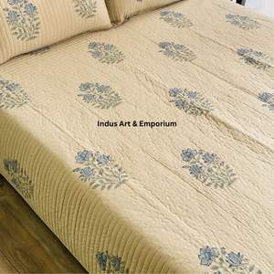 Wholesale Hand Block Printed Cotton Bedspreads Cotton Quilted <b>Bedcover</b> - Product Image 4