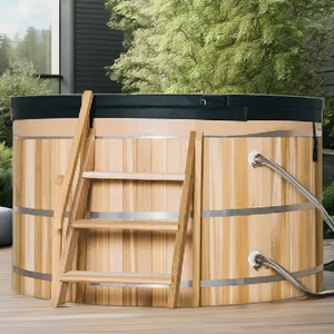 Jacuzzi de Exterior para Jardín con Estufa de Leña, Spa de Madera de Cedro Canadiense, Bañera de Hidromasaje de Madera - Product Image 1