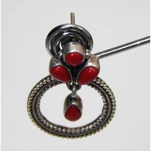 ต่างหูพลอยปะการังธรรมชาติเงินสเตอริ่ง925สตั๊ดเครื่องประดับแท้สำหรับเด็กผู้หญิง - Product Image 3