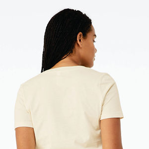 100% Airlume เสื้อยืดคอวีแขนสั้นสำหรับผู้หญิง,แหวนปั่นผ้าฝ้าย32 Single 4.2 Oz Natural Jersey