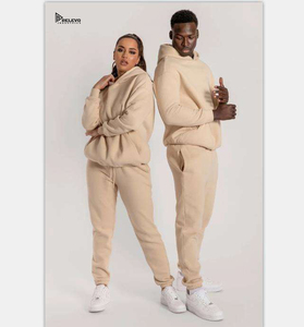 Ensemble sweat-shirt et pantalon de survêtement ample à jambes larges en coton 100% uni personnalisé unisexe streetwear, effet délavé à l'acide - Product Image 1