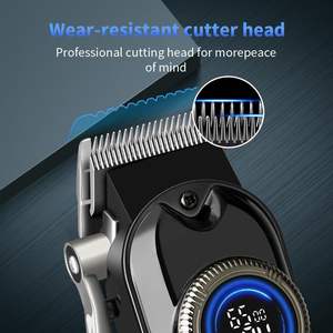 Kit de coupe de cheveux électrique sans fil professionnel pour hommes, tondeuses en acier inoxydable et ensemble de tondeuses corporelles, écran LED, alimentation par batterie - Product Image 3