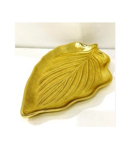 Feuille de bétel en aluminium coulé au sable, fabricant de plateau de service créatif à bas quantité minimale de commande fait à la main, grossiste - Product Image 2