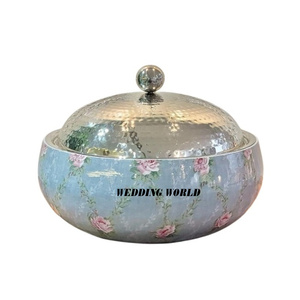 Réchauffeur de nourriture décoratif de table en acier marmite de qualité supérieure faite à la main casserole en métal de créateur en gros de dessus fini or - Product Image 3