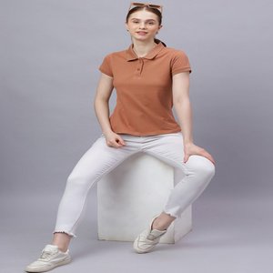 Camisetas Polo estampadas lisas de alta calidad para mujer, ropa de primera calidad al por mayor, Camiseta ajustada con cuello polo de algodón hecha en la India - Product Image 5